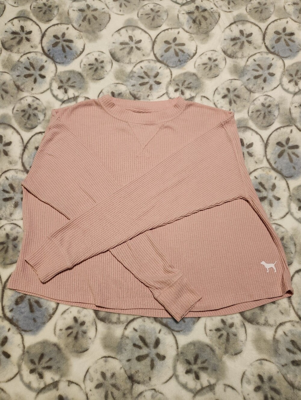 Pink Ribbed Long Sleeve Cropped Top